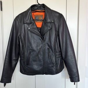 First Classics Leather Women's Black Leather Motorcycle Jacket Insulated Size L